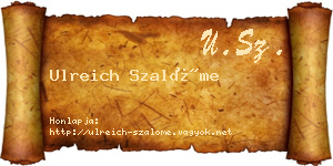 Ulreich Szalóme névjegykártya